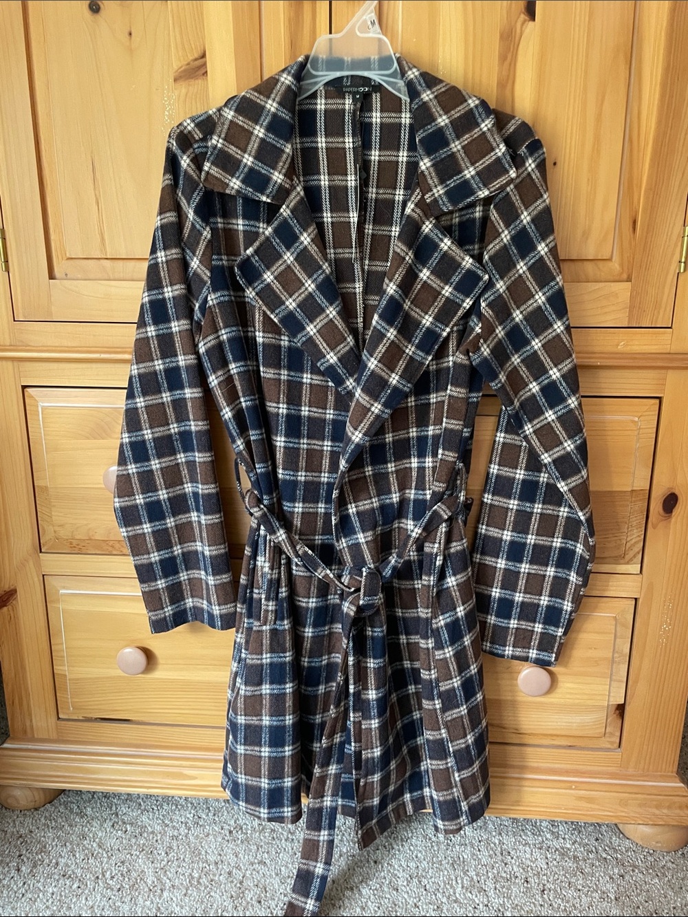NWT Papermoon flannel plaid trench coat